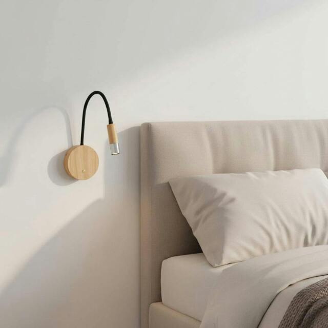 Rackhams 3 Watt LED Flexible Wooden Reading Light - Chrome Finish - image 1