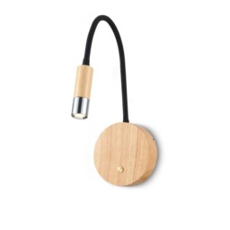 Rackhams 3 Watt LED Flexible Wooden Reading Light - Chrome Finish - thumbnail 2