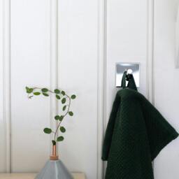 Rackhams Chrome Stainless Steel Single Towel Hook (45 x 45mm) Self Adhesive Bathroom Wall Mounted - thumbnail 4