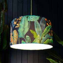 "Rackhams Rainforest Velvet Lampshade - Ceiling Pendant / Arc Lamp - 35cm Diameter x 25cm Height (14"" x 10"")" - thumbnail 2