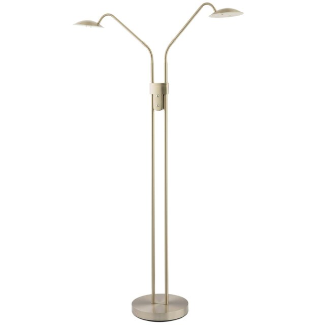 Rackhams Double Arm Nickel Floor Lamp with Dimmer and Colour Control Warm-Cool White - image 1