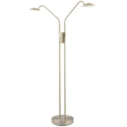 Rackhams Double Arm Nickel Floor Lamp with Dimmer and Colour Control Warm-Cool White