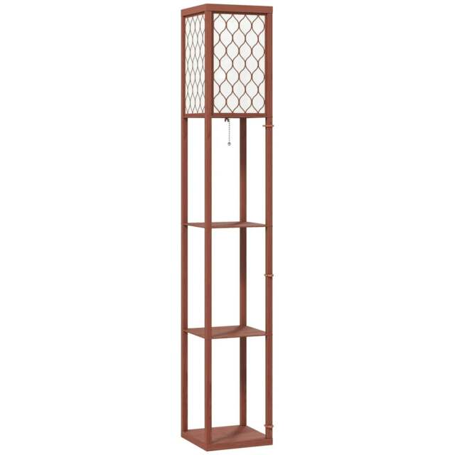 Rackhams Three-Shelf Standing Lamp - Brown/White