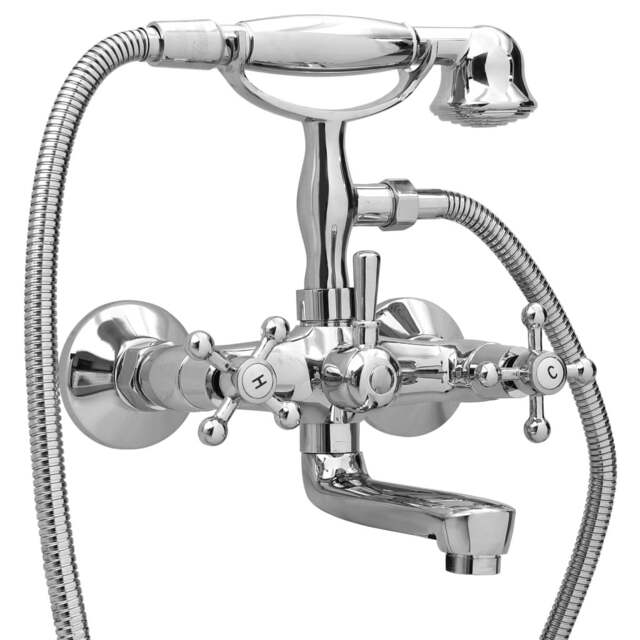 Rackhams 2-Handle Bathtub Faucet + Hand Shower Diverter Chrome Retro - image 1