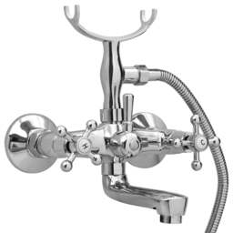 Rackhams 2-Handle Bathtub Faucet + Hand Shower Diverter Chrome Retro - thumbnail 2
