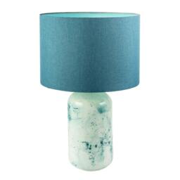 Rackhams Modern Teal and Duck Egg Marble Drip Snowflake Glass Lamp with Shade - thumbnail 2