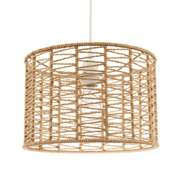 Rackhams Classic Twisted Brown Paper Pendant Light Shade with Strapped Design - image 1