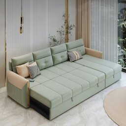 Rackhams Malhotra L Shape Sofa Bed, Small Corner Sofa Bed - Brown - Right Hand Facing - 250cm - thumbnail 4