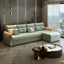 Rackhams Malhotra L Shape Sofa Bed, Small Corner Sofa Bed - Brown - Right Hand Facing - 250cm - thumbnail 2