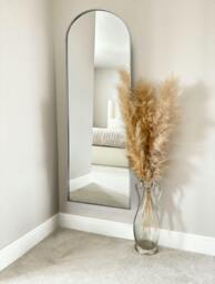 Rackhams Stunning Silver Arched Metal Frame Wall or Floor Standing Dressing Mirror 145cm x 45cm - Soho Collection - Silver - thumbnail 2