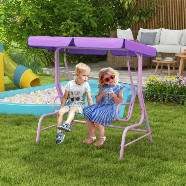 Rackhams 2 Seater Kids Swing Chair, Fairy-Themed with Adjustable Canopy - image 1