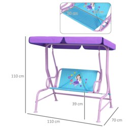 Rackhams 2 Seater Kids Swing Chair, Fairy-Themed with Adjustable Canopy - thumbnail 3