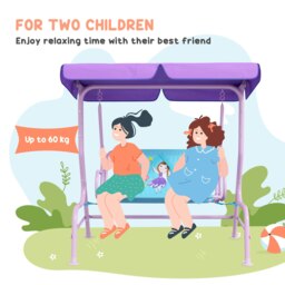 Rackhams 2 Seater Kids Swing Chair, Fairy-Themed with Adjustable Canopy - thumbnail 4