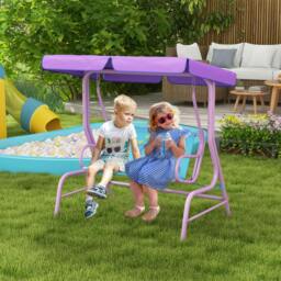 Rackhams 2 Seater Kids Swing Chair, Fairy-Themed with Adjustable Canopy