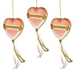 Rackhams 11x26cm Pink Heart Hanging Christmas Decoration for Trees, Wreaths and Garlands - thumbnail 3
