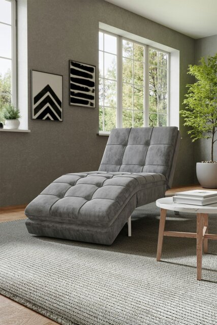 Rackhams 3-in-1 Folding Single Sofa Bed Plaid Tufted Lounge Chair with Metal Legs - Grey - image 1
