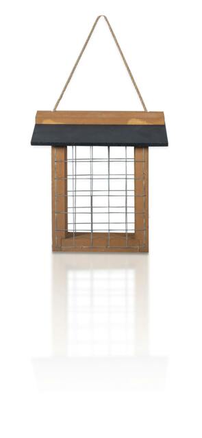 Rackhams Wood Suet Bird Feeder With Slate Roof and Hanging Cord - image 1