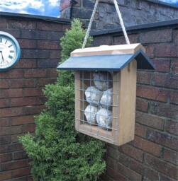 Rackhams Wood Suet Bird Feeder With Slate Roof and Hanging Cord - thumbnail 3