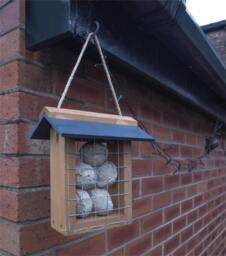 Rackhams Wood Suet Bird Feeder With Slate Roof and Hanging Cord - thumbnail 4