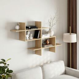 Rackhams Halic 3 Tiers Wall Mounted Shelf Modern Floating Bookcase 150cm - White - thumbnail 3