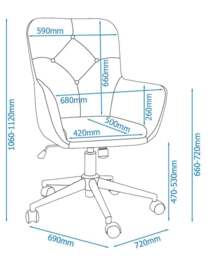 Rackhams Benjamin office chair with wheels in grey - Grey - thumbnail 3