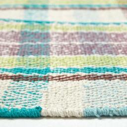 Rackhams Wilson Handwoven Blue, Yellow and Brown Tartan 100% Cotton Rug - 70 x 120 cm - thumbnail 5