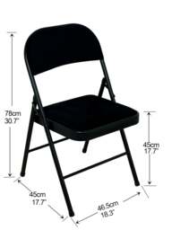 Rackhams Premium Metal Velvet Folding Chair - (2 x Chairs - Black) - thumbnail 2