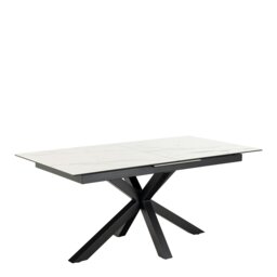 Rackhams Heaven Extendable Dining Table with Ceramic White Top 168cm - Black - No - White