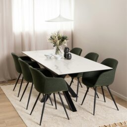 Rackhams Heaven Extendable Dining Table with Ceramic White Top 168cm - Black - No - White - thumbnail 5