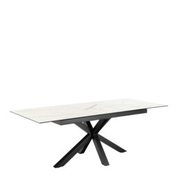 Rackhams Heaven Extendable Dining Table with Ceramic White Top 168cm - Black - No - White - thumbnail 3