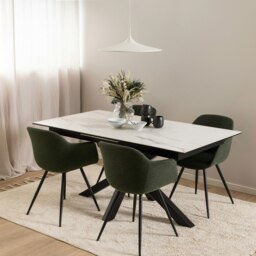 Rackhams Heaven Extendable Dining Table with Ceramic White Top 168cm - Black - No - White - thumbnail 4