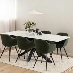 Rackhams Heaven Extendable Dining Table with Ceramic White Top 168cm - Black - No - White - thumbnail 6