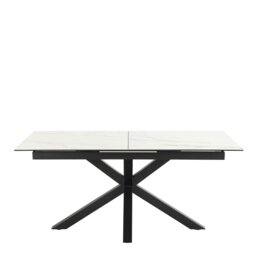 Rackhams Heaven Extendable Dining Table with Ceramic White Top 168cm - Black - No - White - thumbnail 2