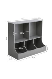 Rackhams 80cm H Double Layer Open Toy Clothing and Bookcase Management Cabinet - Grey - thumbnail 6