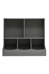 Rackhams 80cm H Double Layer Open Toy Clothing and Bookcase Management Cabinet - Grey - thumbnail 4