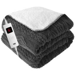 Rackhams Heated Electric Throw Blanket - Luxurious & Soft Design - 9 Temperature Settings & 9-Hour Timer Dark Grey - thumbnail 1