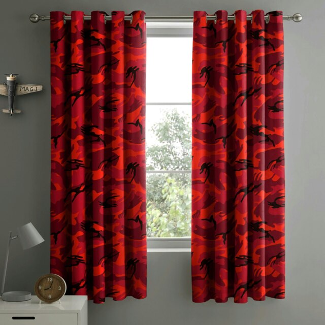 Rackhams Camouflage Eyelet Curtains - 168cm x 137cm - Red - image 1
