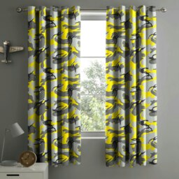 Rackhams Camouflage Eyelet Curtains - 168cm x 137cm - Red - thumbnail 2