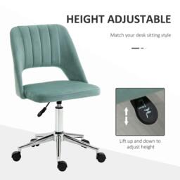 Rackhams Mid Back Office Chair Velvet Fabric Swivel Scallop Shape Computer Desk Chair for Home Study Bedroom Green - thumbnail 4