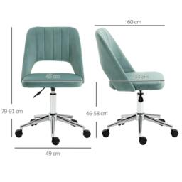 Rackhams Mid Back Office Chair Velvet Fabric Swivel Scallop Shape Computer Desk Chair for Home Study Bedroom Green - thumbnail 3