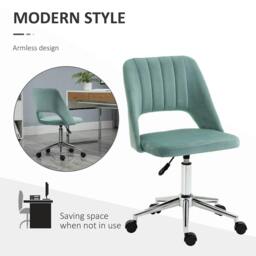 Rackhams Mid Back Office Chair Velvet Fabric Swivel Scallop Shape Computer Desk Chair for Home Study Bedroom Green - thumbnail 5