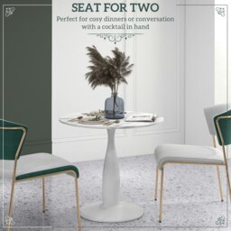 Rackhams Round Dining Table with Steel Base for Living Room - White - thumbnail 5