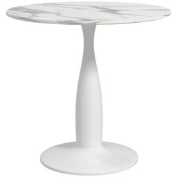 Rackhams Round Dining Table with Steel Base for Living Room - White - thumbnail 3
