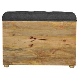 Rackhams Solid Wood Black Tweed 1 Drawer Bench - thumbnail 3