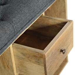Rackhams Solid Wood Black Tweed 1 Drawer Bench - thumbnail 4