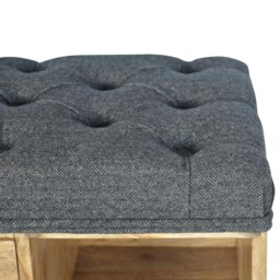 Rackhams Solid Wood Black Tweed 1 Drawer Bench - thumbnail 2