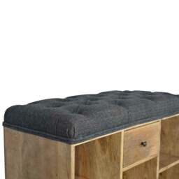 Rackhams Solid Wood Black Tweed 1 Drawer Bench - thumbnail 5