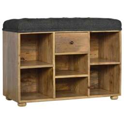 Rackhams Solid Wood Black Tweed 1 Drawer Bench - thumbnail 6
