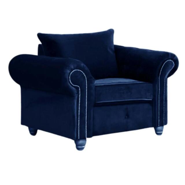 Rackhams Olympia Living Room Furniture Range - Plush Midnight Blue - Armchair - image 1