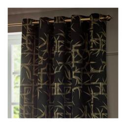 Rackhams Jacquard Bamboo Print Eyelet Curtains - Black - 229cm x 229cm - Black - 100% Polyester - thumbnail 3